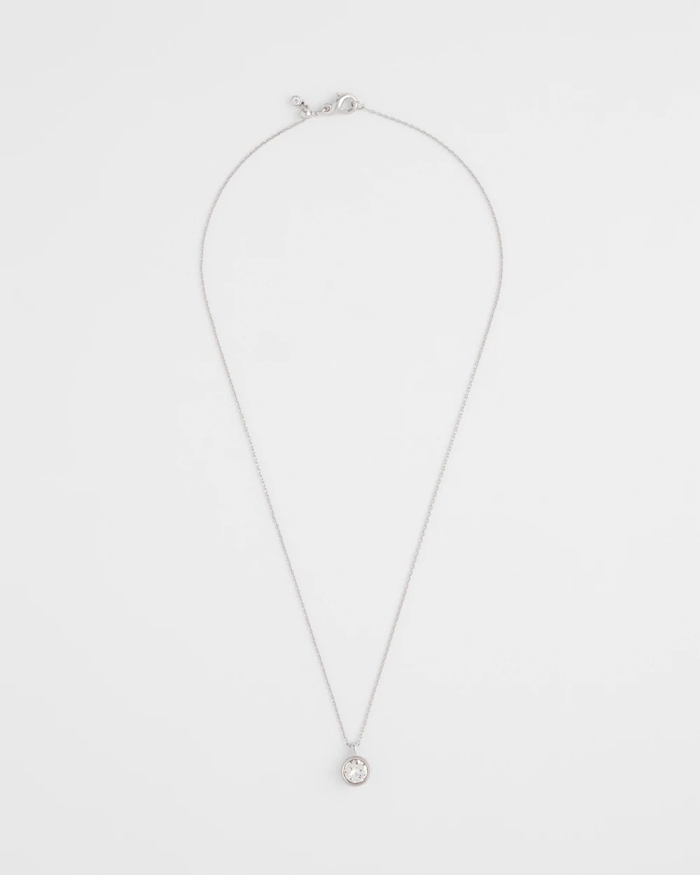 Chico's Bezel Set Pendant Silvertone Necklace Silver