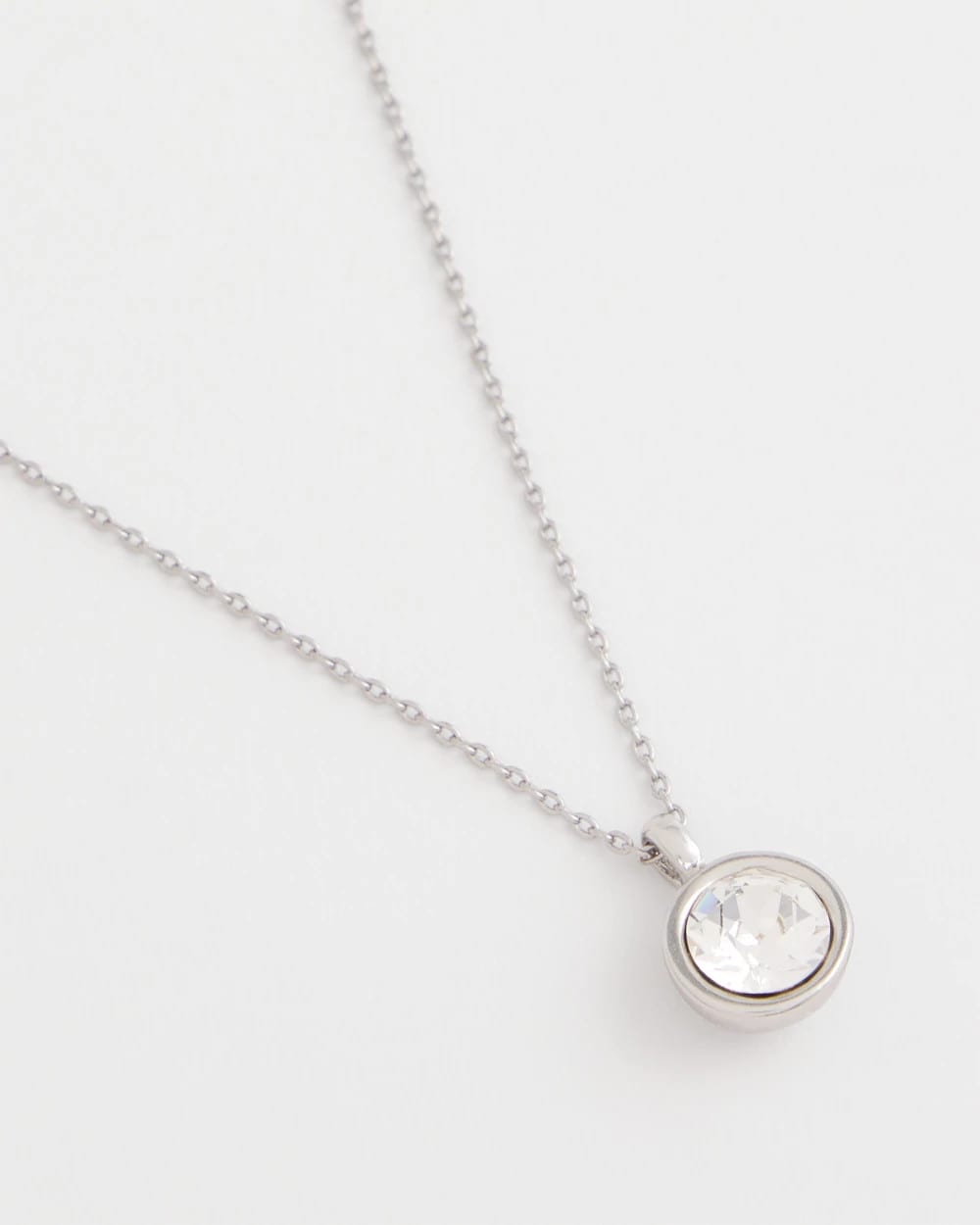 Chico's Bezel Set Pendant Silvertone Necklace Silver