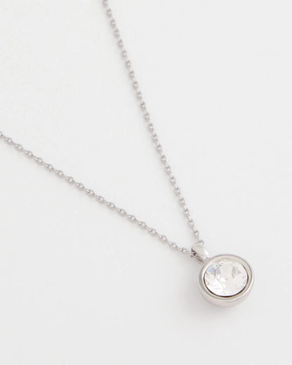 Chico's Bezel Set Pendant Silvertone Necklace Silver