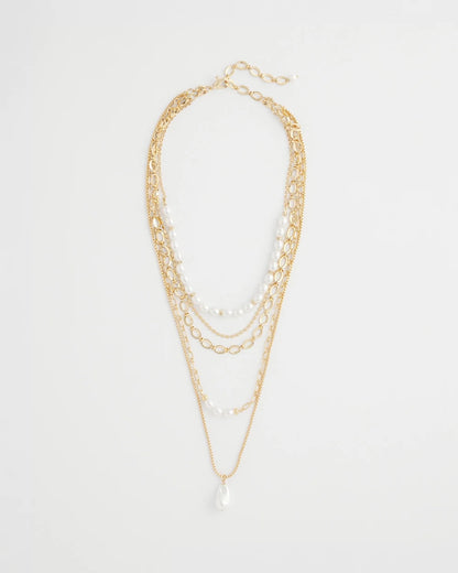 Chico's Convertible Pearl Multistrand Necklace Pearl
