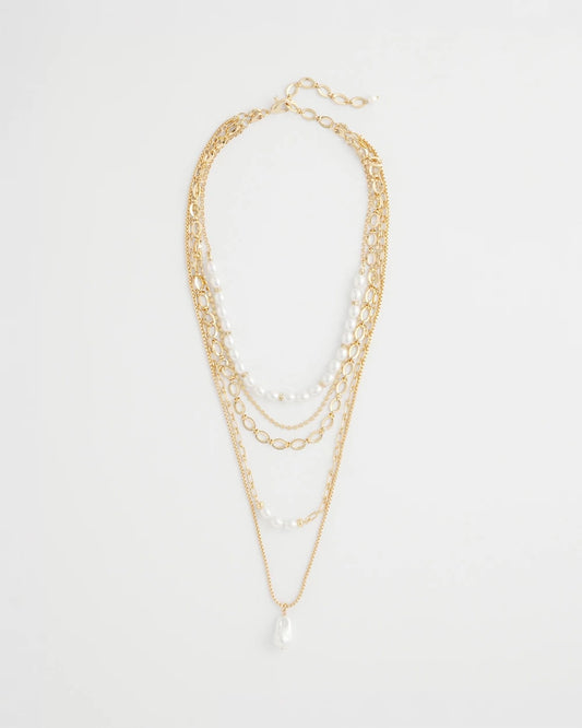 Chico's Convertible Pearl Multistrand Necklace Pearl