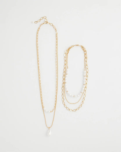 Chico's Convertible Pearl Multistrand Necklace Pearl