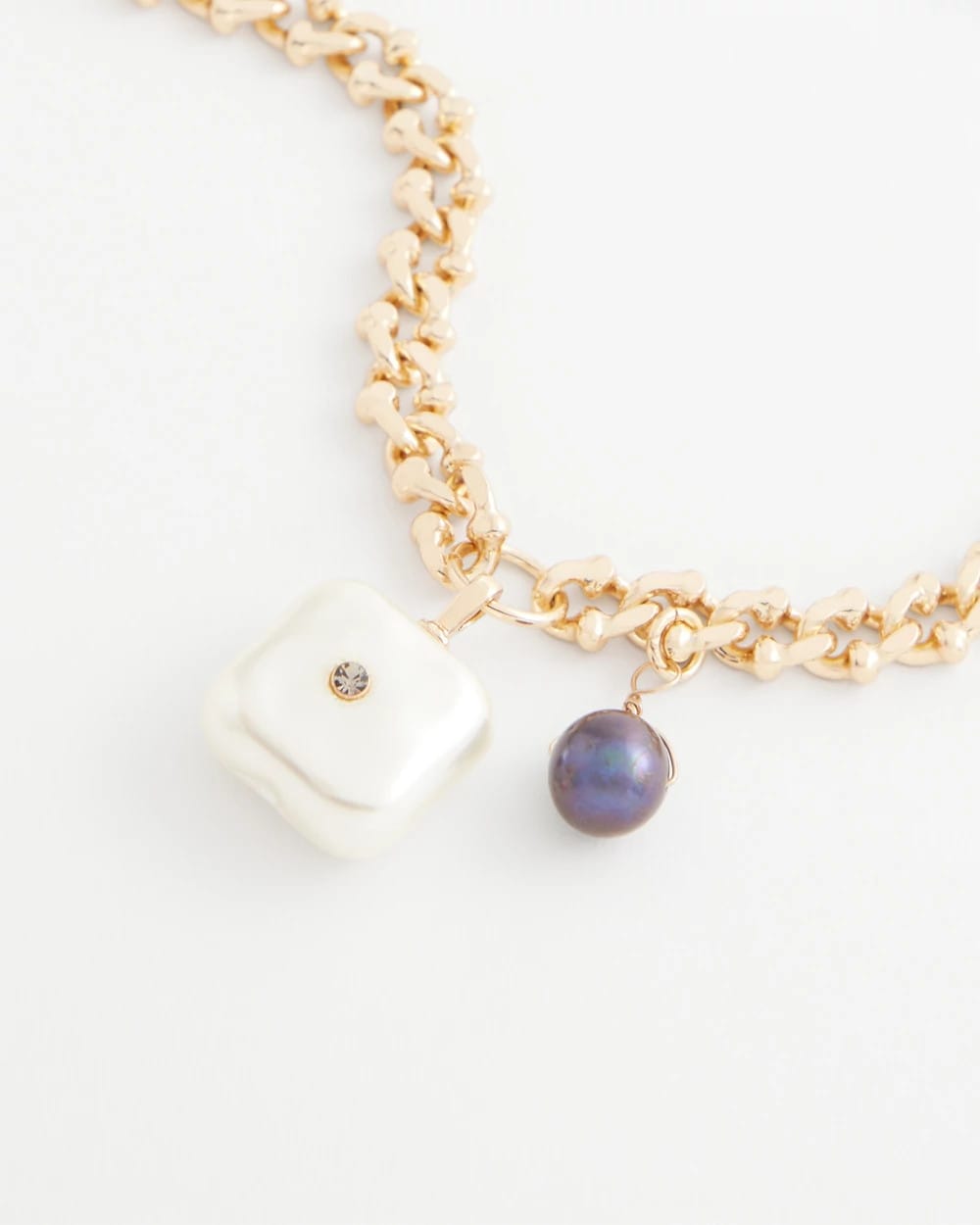 Chico's Freshwater Pearl Pendant Necklace Gold