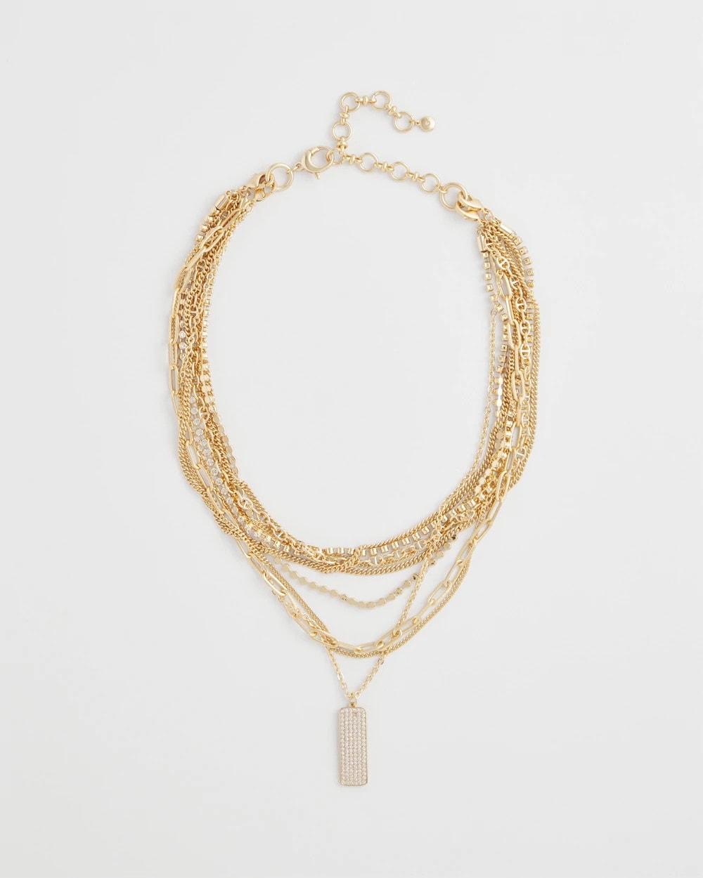 Chico's Convertible Gold Pave Pendant Necklace Gold