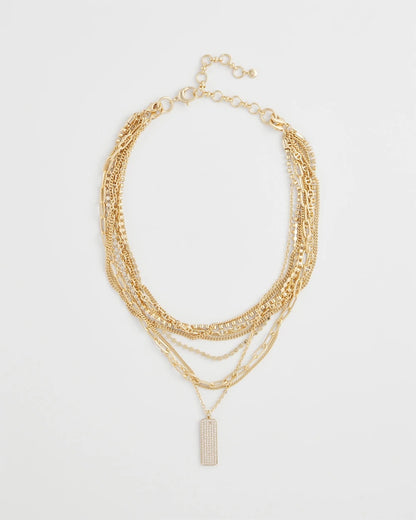 Chico's Convertible Gold Pave Pendant Necklace Gold