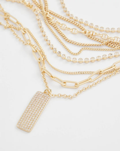 Chico's Convertible Gold Pave Pendant Necklace Gold