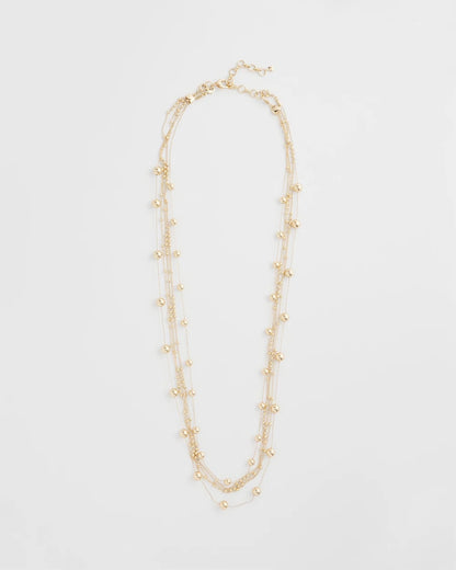 Chico's Multistrand Beaded Goldtone Necklace Gold