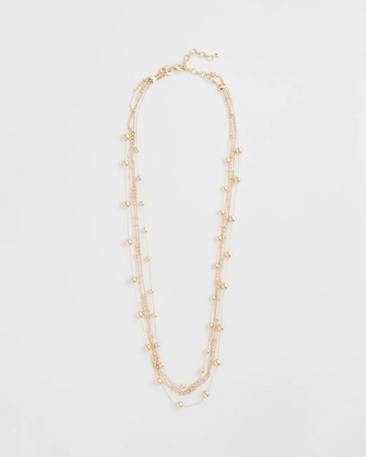 Chico's Multistrand Beaded Goldtone Necklace Gold