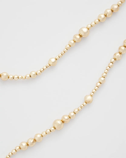 Chico's Goldtone Long Beaded Necklace Gold