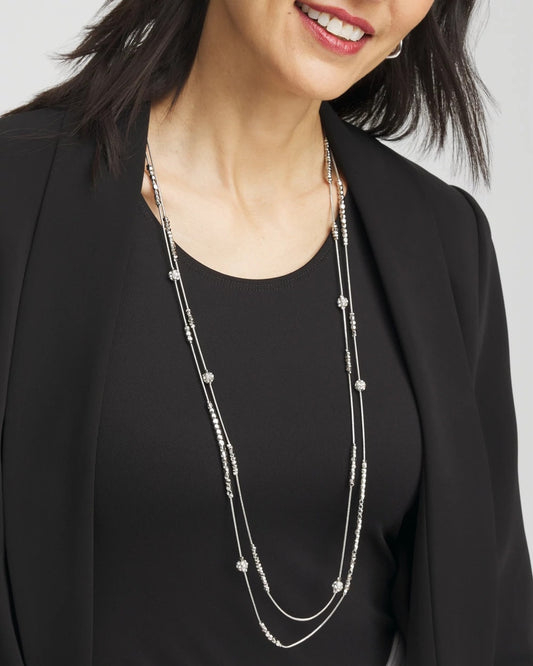 Chico's Hexie Multi-Strand Necklace Silver