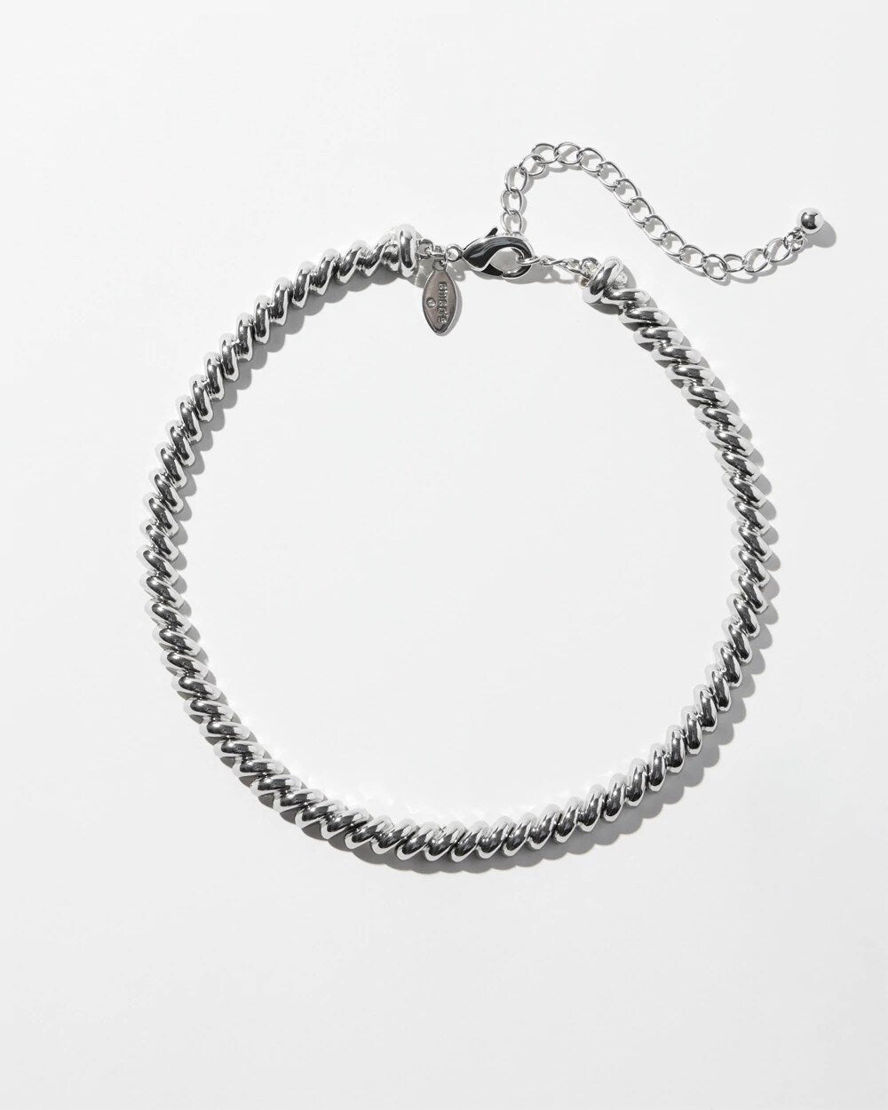 Chico's Silver Tone Twist Collar Necklace Silver
