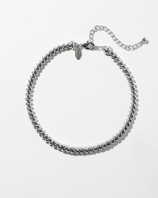Chico's Silver Tone Twist Collar Necklace Silver