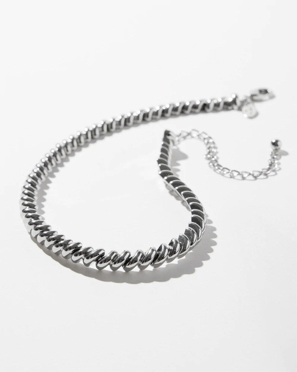 Chico's Silver Tone Twist Collar Necklace Silver