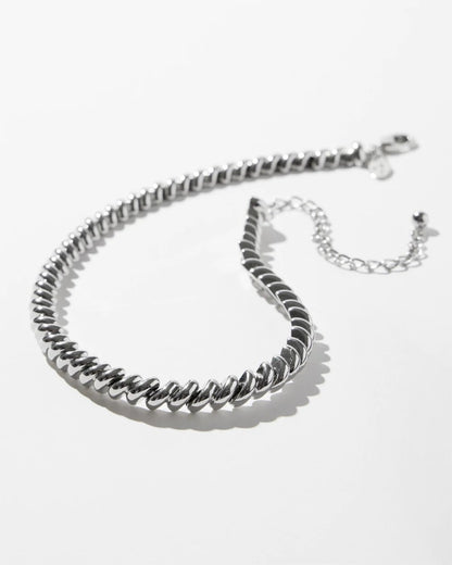 Chico's Silver Tone Twist Collar Necklace Silver