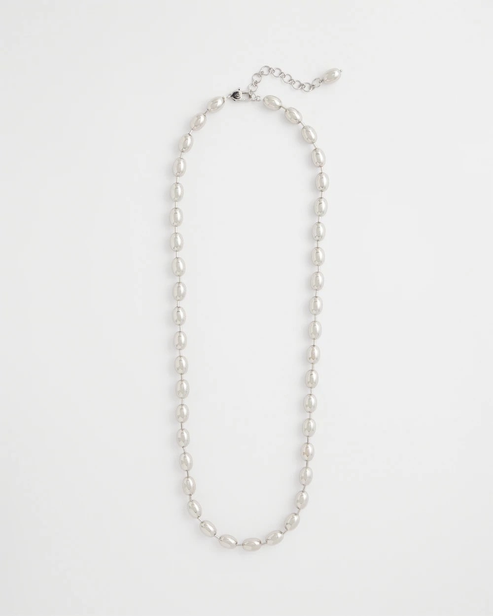 Chico's Silver Bead Long Single Strand Necklace Silver