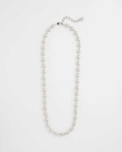 Chico's Silver Bead Long Single Strand Necklace Silver