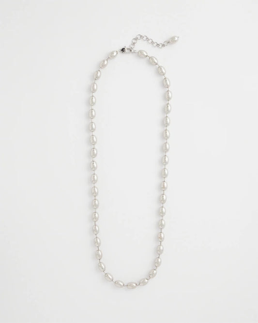 Chico's Silver Bead Long Single Strand Necklace Silver