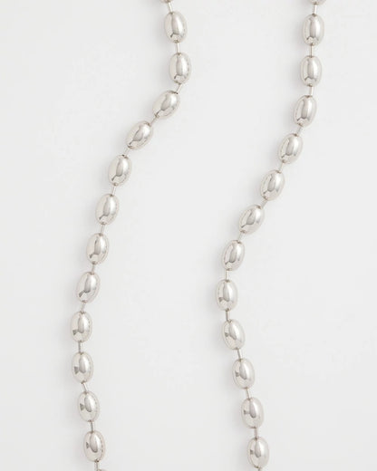 Chico's Silver Bead Long Single Strand Necklace Silver