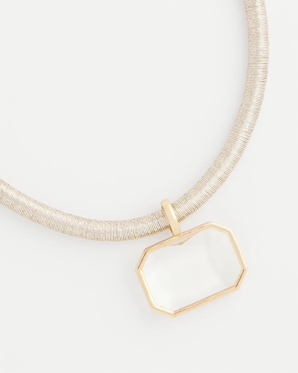 Chico's Goldtone Glass Gem Pendant Cord Necklace Gold
