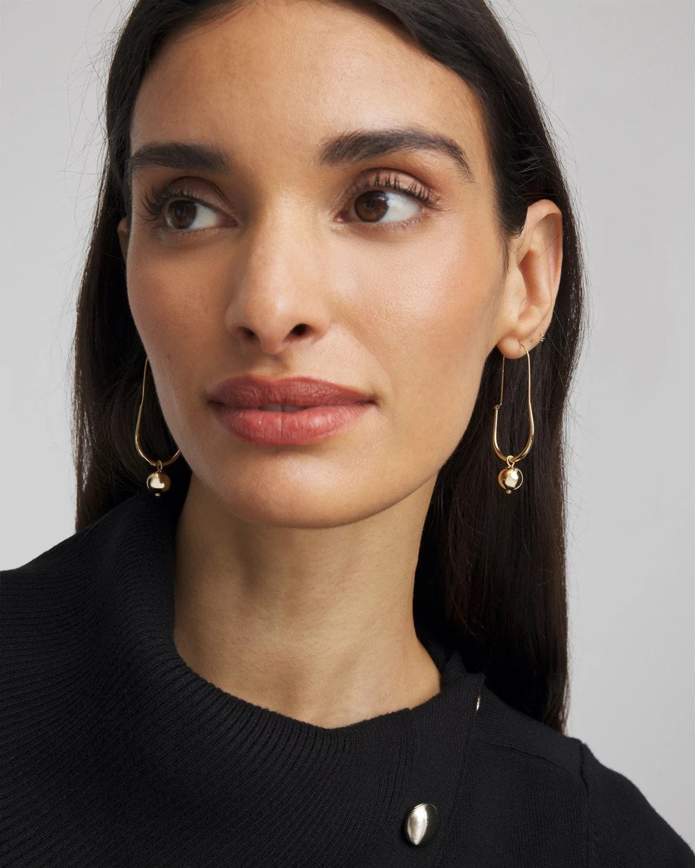 Chico's Gold Bead Threader Earrings Gold