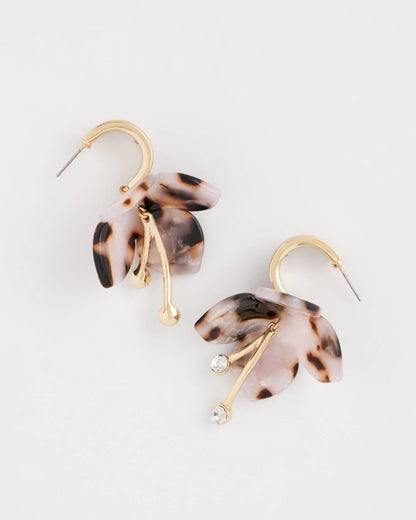 Chico's Tortoise Spider Lily Drop Earrings Neutral