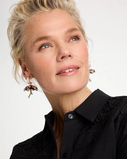 Chico's Tortoise Spider Lily Drop Earrings Neutral