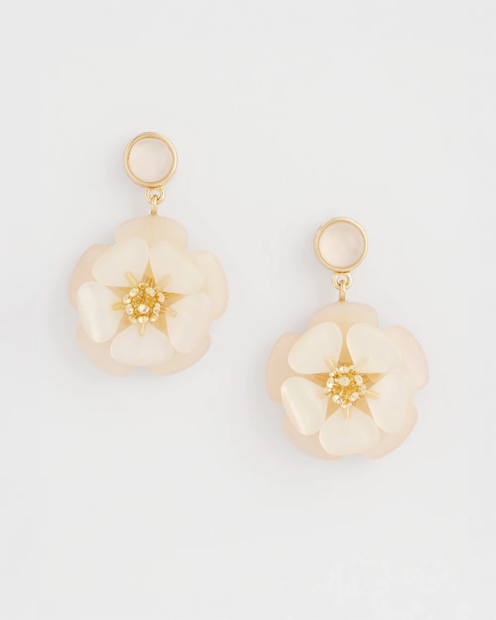 Chico's Neutral Flower Drop Earrings Neutral