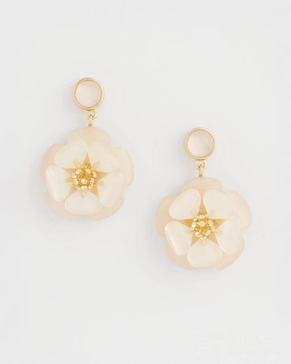 Chico's Neutral Flower Drop Earrings Neutral