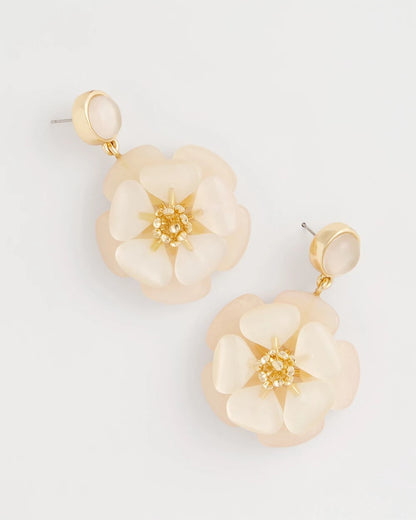 Chico's Neutral Flower Drop Earrings Neutral