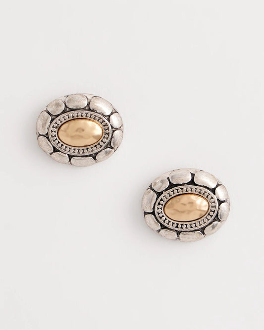 Chico's Mixed Metal Stud Earrings Turquoise