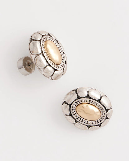 Chico's Mixed Metal Stud Earrings Turquoise