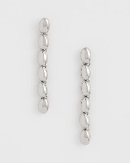 Chico's Silver Linear Bead Earrings Silver