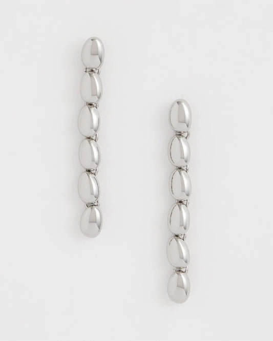 Chico's Silver Linear Bead Earrings Silver