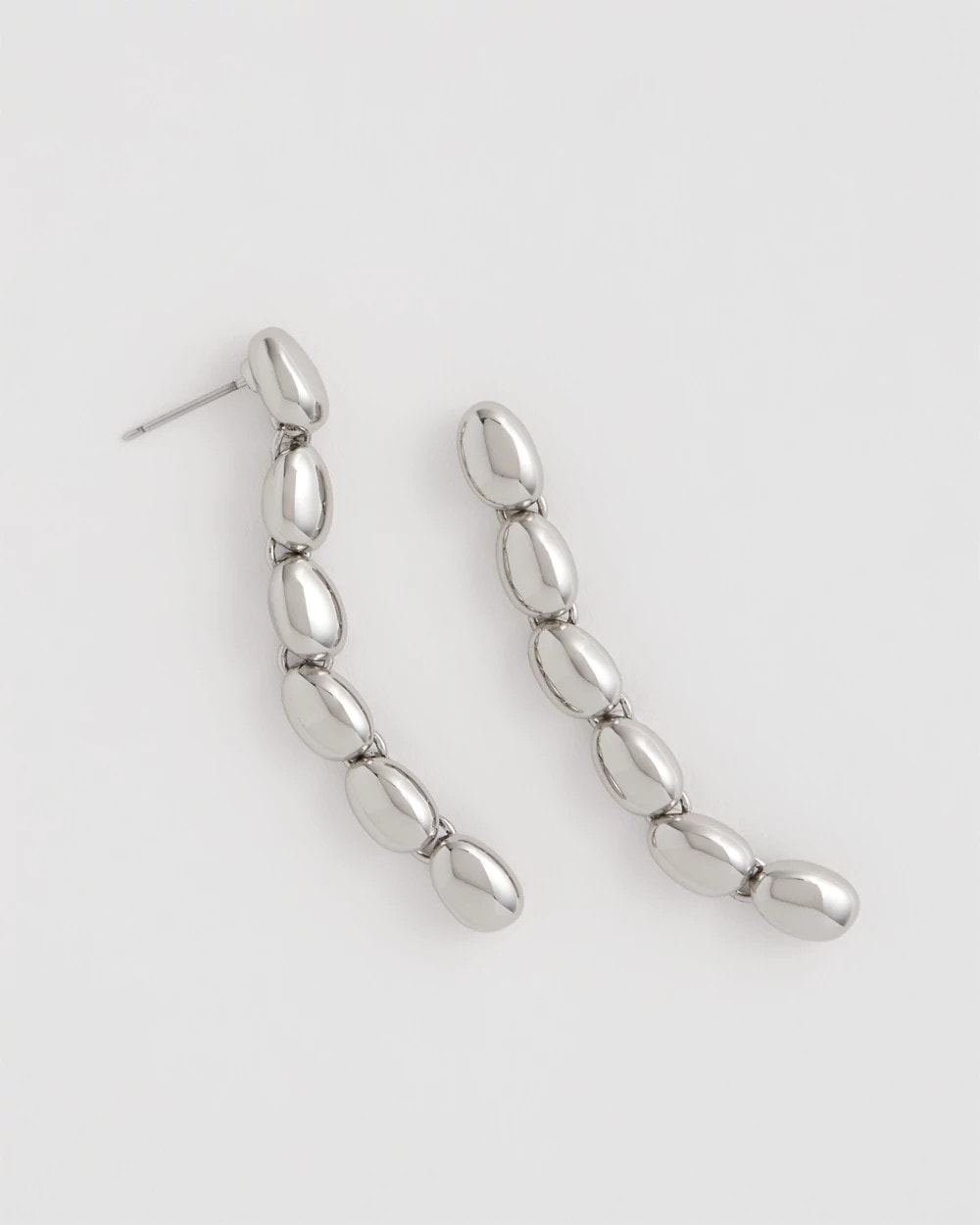 Chico's Silver Linear Bead Earrings Silver