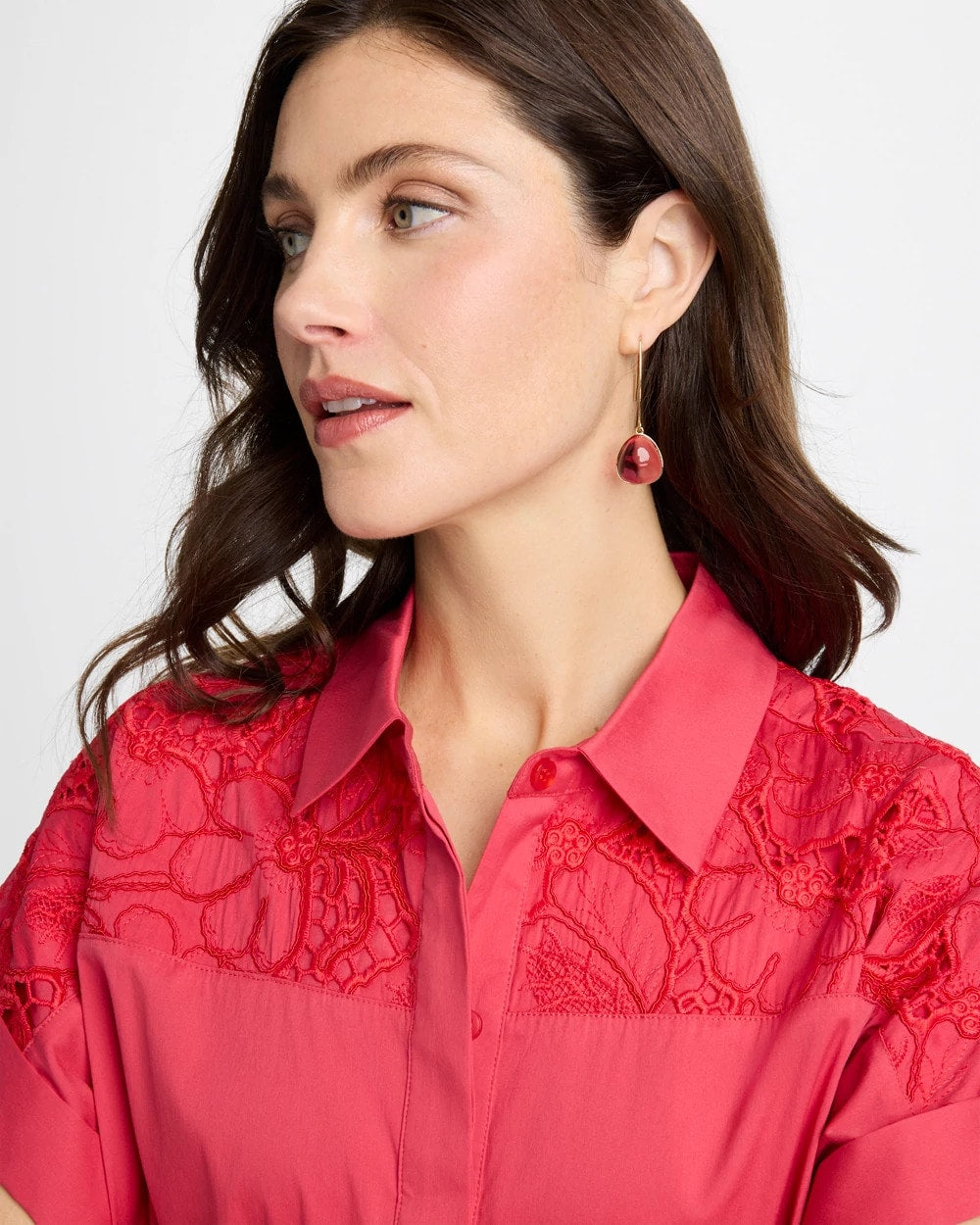 Chico's Pink Teardrop Threader Earrings Pink