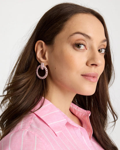 Chico's Pink Twist Drop Hoop Earrings Pink