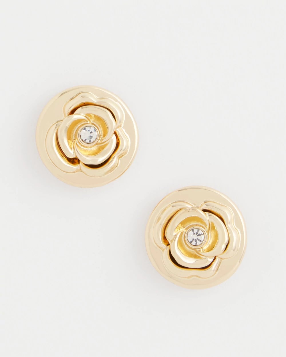 Chico's Lucky Coin Flower Stud Earrings Gold