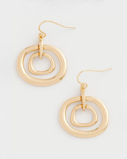 Chico's Gold Tone Drop Pendant Earrings Gold