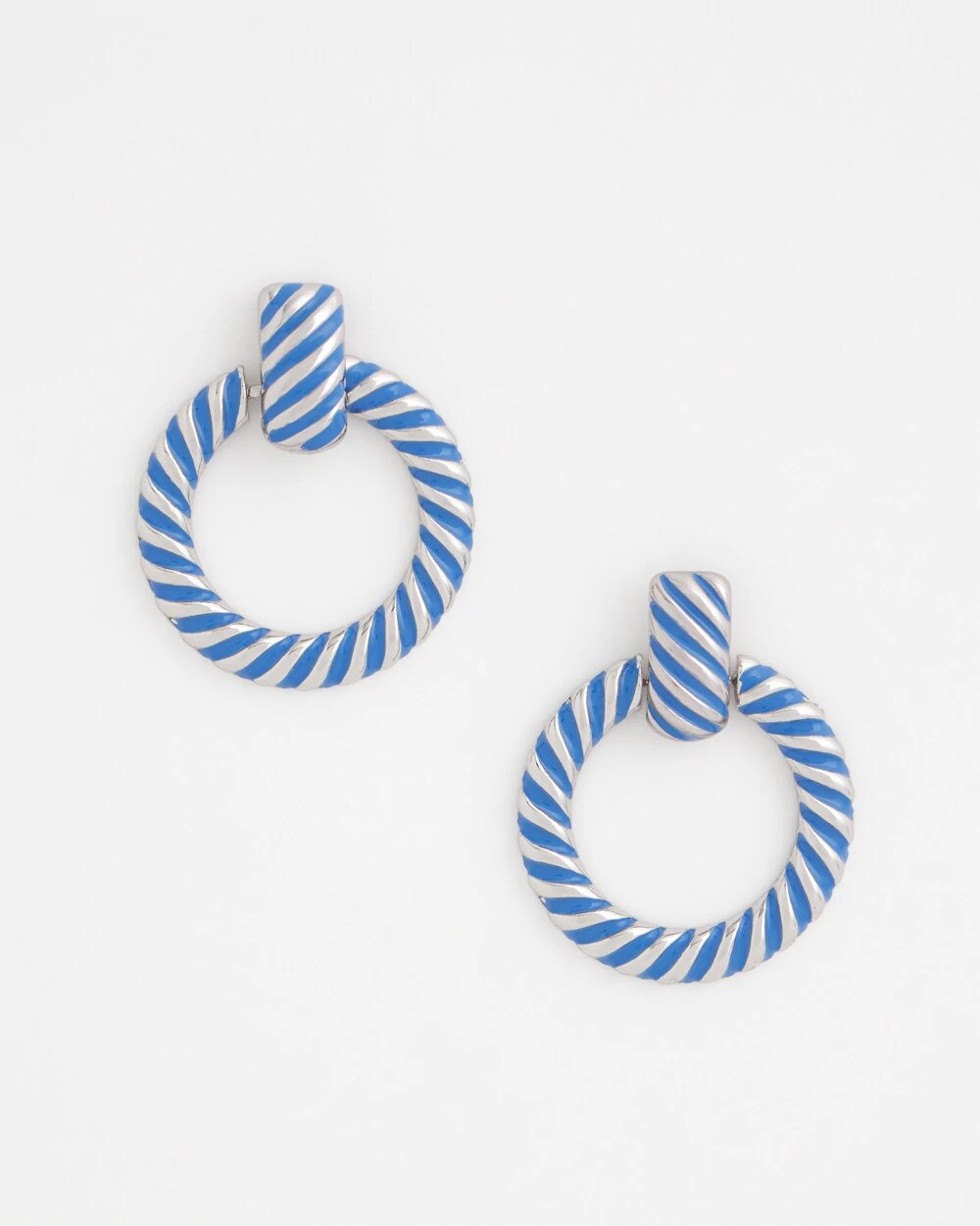 Chico's Blue Twist Drop Hoop Earrings Blue