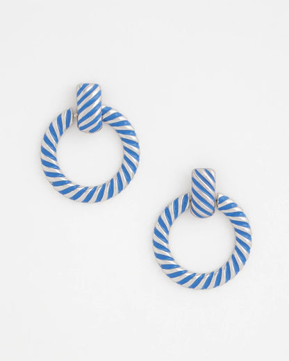 Chico's Blue Twist Drop Hoop Earrings Blue