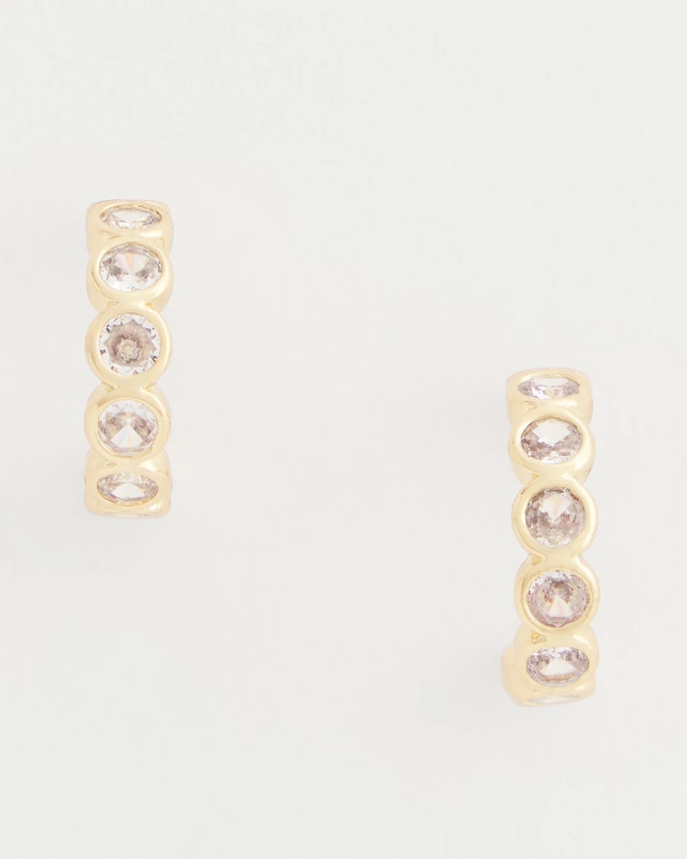 Chico's Goldtone Crystal Mini Hoop Earrings Gold