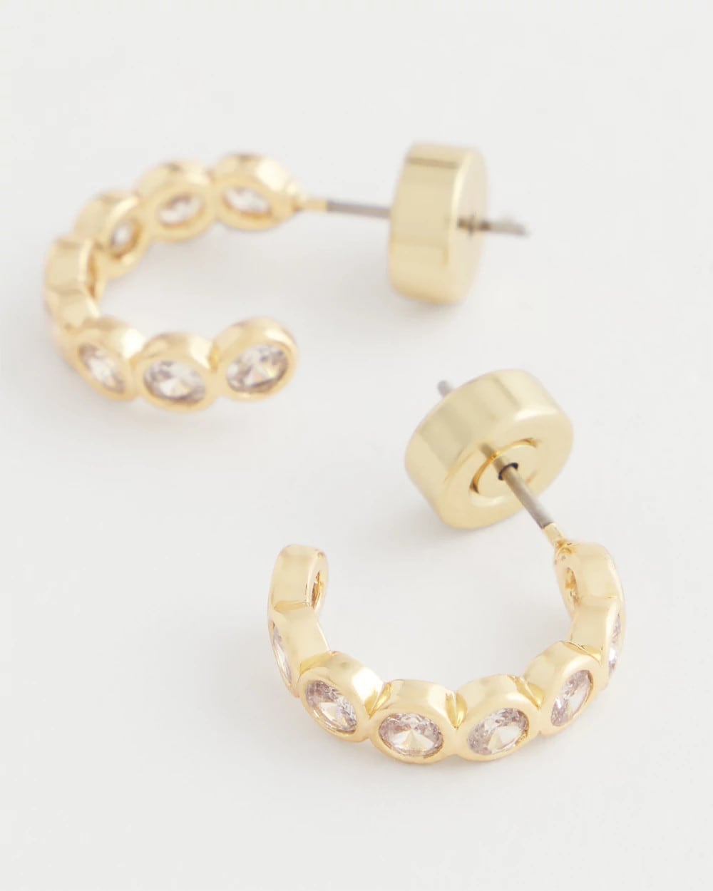 Chico's Goldtone Crystal Mini Hoop Earrings Gold