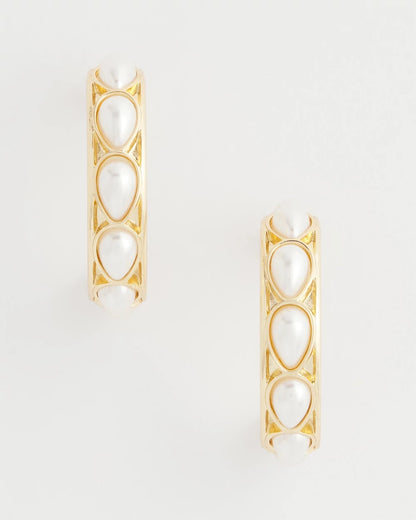 Chico's No Droop® Faux Pearl Hoop Earrings Pearl
