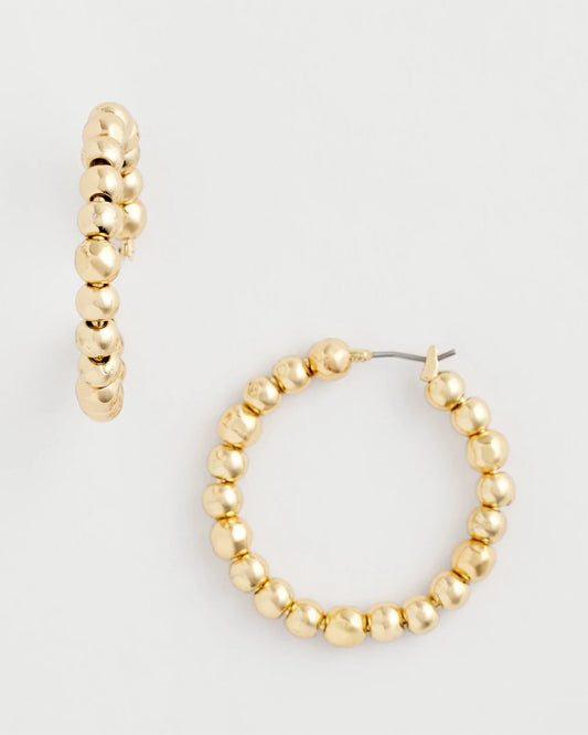 Chico's No Droop® Golden Beaded Hoop Earrings Gold