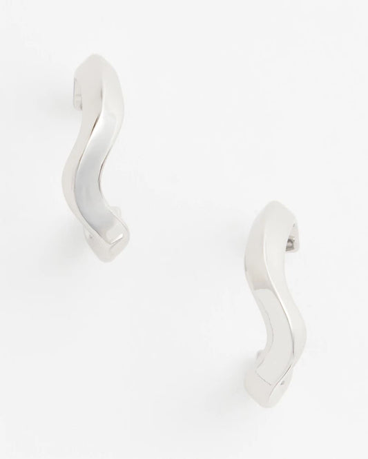 Chico's Silver Wavy Hoop Earrings Silver
