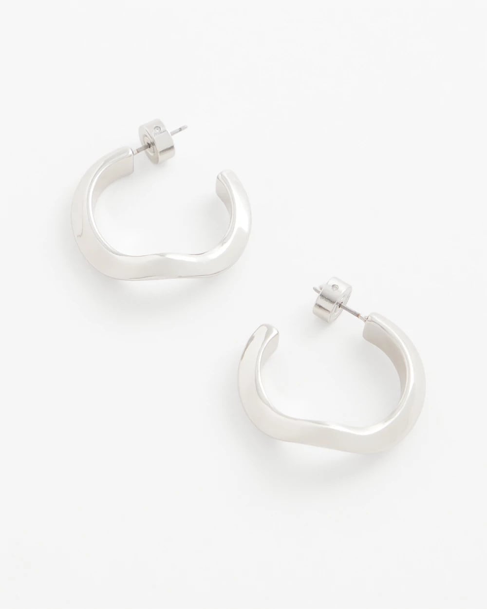 Chico's Silver Wavy Hoop Earrings Silver