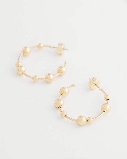 Chico's Goldtone Beaded Hoop Earrings Gold
