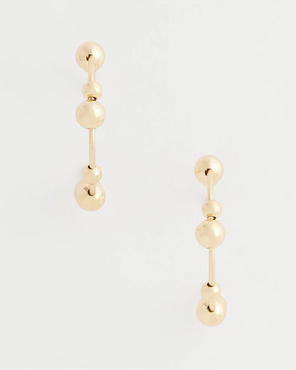Chico's Goldtone Beaded Hoop Earrings Gold