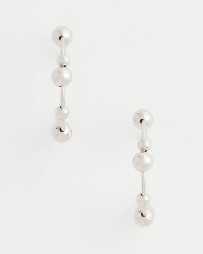 Chico's Silvertone Beaded Hoop Earrings Silver