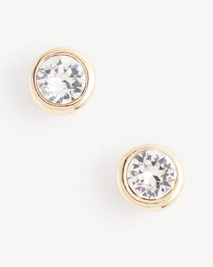 Chico's Gold Tone Crystal Stud Earrings Gold
